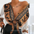 Hot sale Leopard Print Casual Shirt long sleeve fashion print ladies blouses woman tops fashionable shirts for women